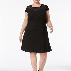 Ny Collection Plus Velvet Trim Fit & Flare Dress